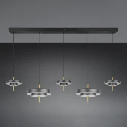 LED-hængelampe Keaton, sort/guldfarvet 140 cm CCT, 5 lyskilder
