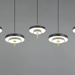 LED-hængelampe Keaton, sort/guldfarvet 140 cm CCT, 5 lyskilder