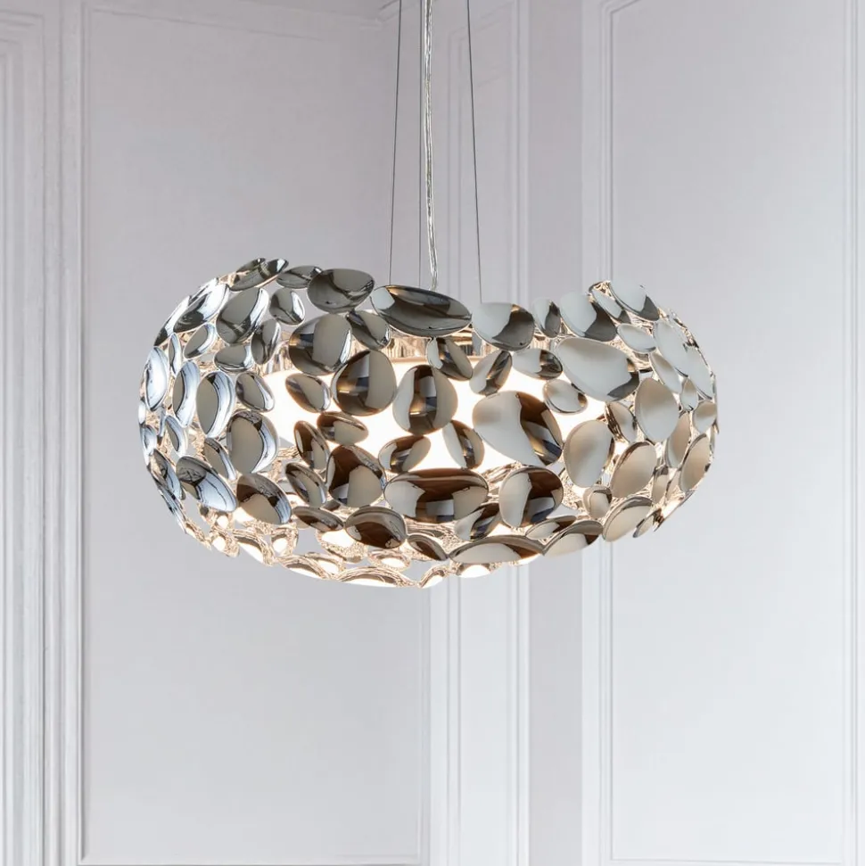 LED-hængelampe Narisa 47 cm blankt krom