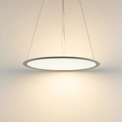 LED-hængelampe PANEL, grå, Ø 63 cm, metal, CCT, dæmpbar, 50 W