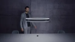 LED-hængelampe PURE E-Loop, eg/sort perle, Ø 70 cm aluminium, CCT
