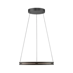 LED-hængelampe PURE E-Loop, eg/sort perle, Ø 70 cm aluminium, CCT