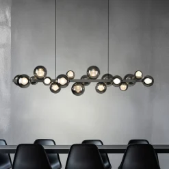 LED-hængelampe PURE E-Popup, platin, glas, CCT, 18-flg.