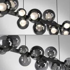 LED-hængelampe PURE E-Popup, platin, glas, CCT, 18-flg.