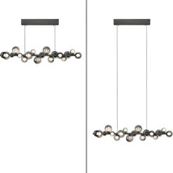 LED-hængelampe PURE E-Popup, platin, glas, CCT, 18-flg.