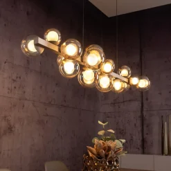 LED-hængelampe PURE E-Popup, bronze, glas, CCT, 18-flg.