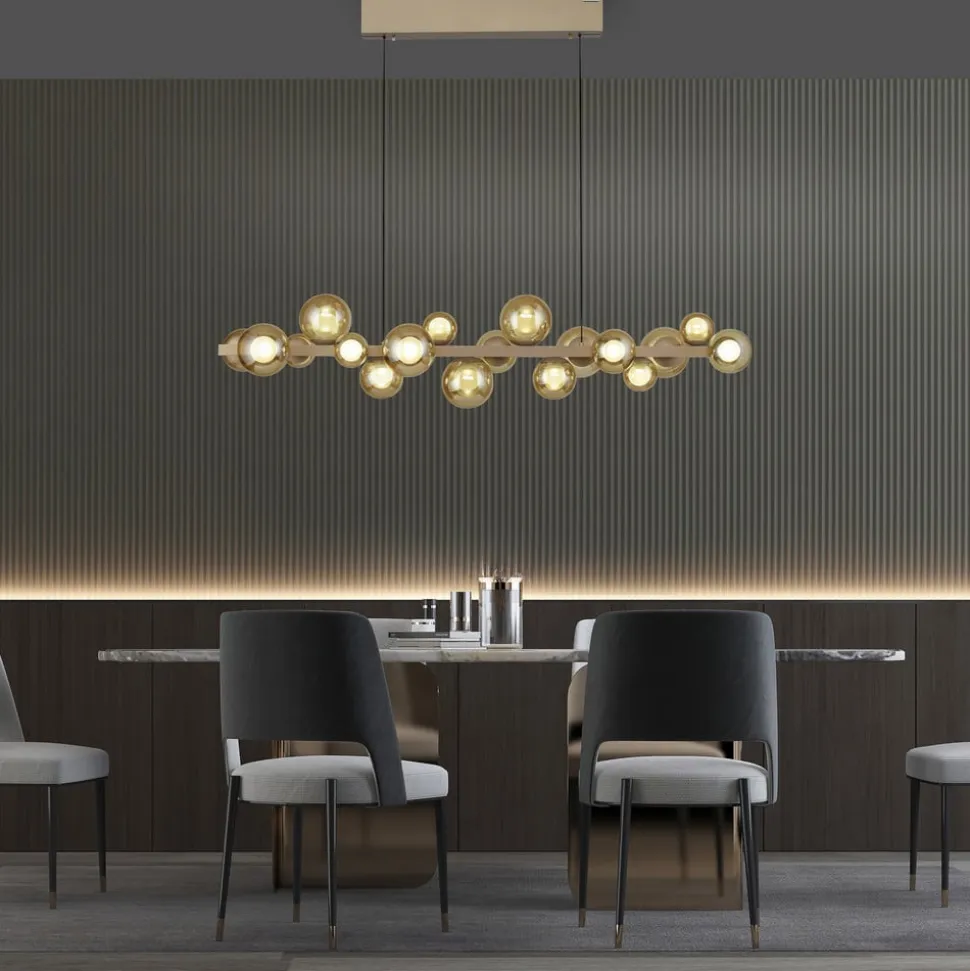 LED-hængelampe PURE E-Popup, bronze, glas, CCT, 18-flg.
