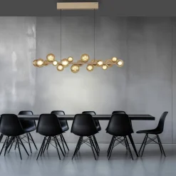 LED-hængelampe PURE E-Popup, bronze, glas, CCT, 18-flg.