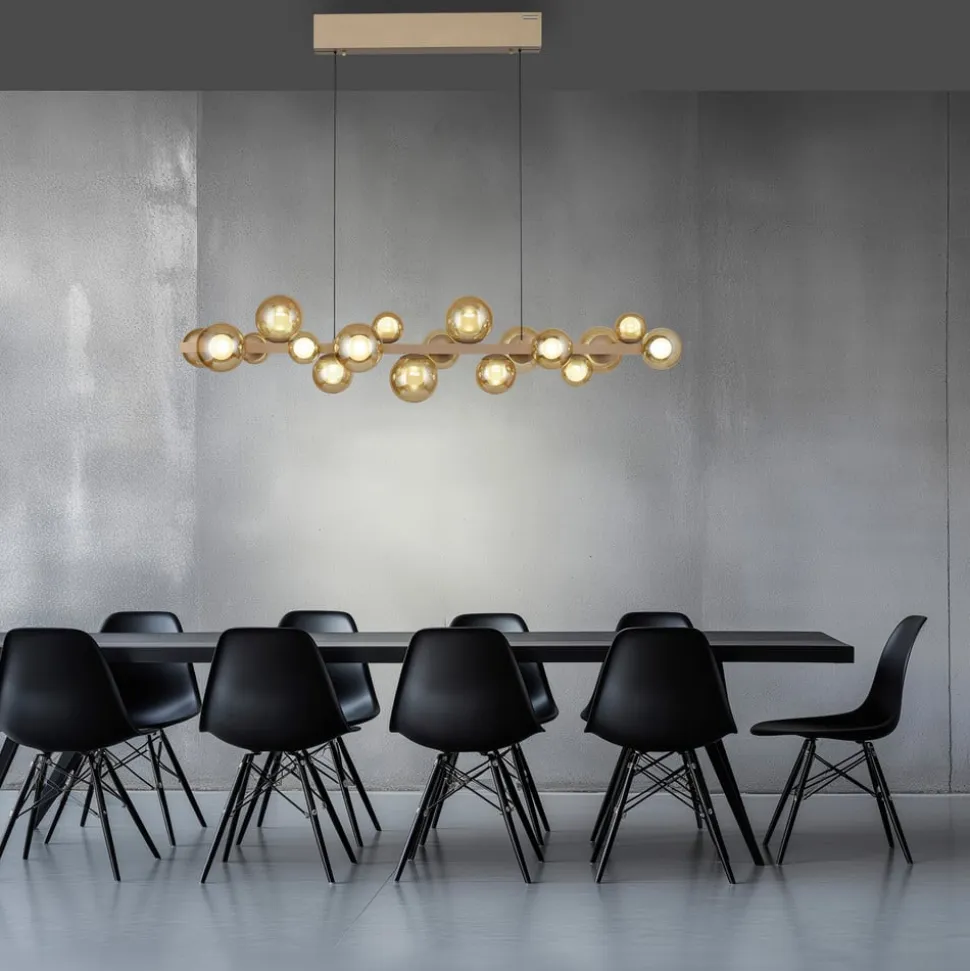 LED-hængelampe PURE E-Popup, bronze, glas, CCT, 18-flg.