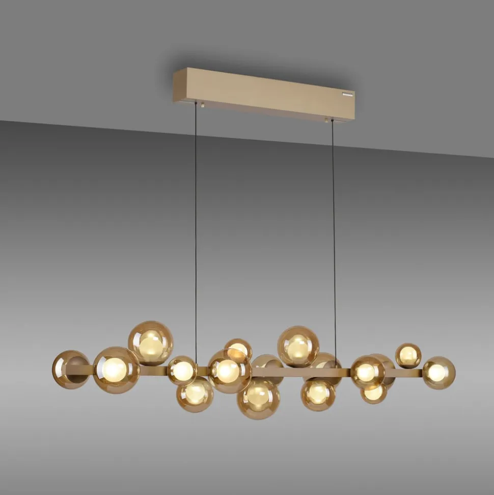 LED-hængelampe PURE E-Popup, bronze, glas, CCT, 18-flg.
