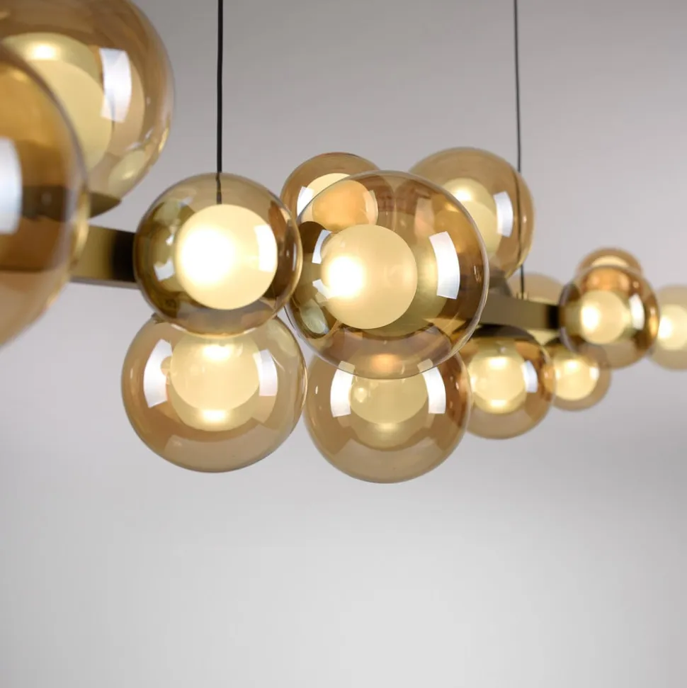 LED-hængelampe PURE E-Popup, bronze, glas, CCT, 18-flg.