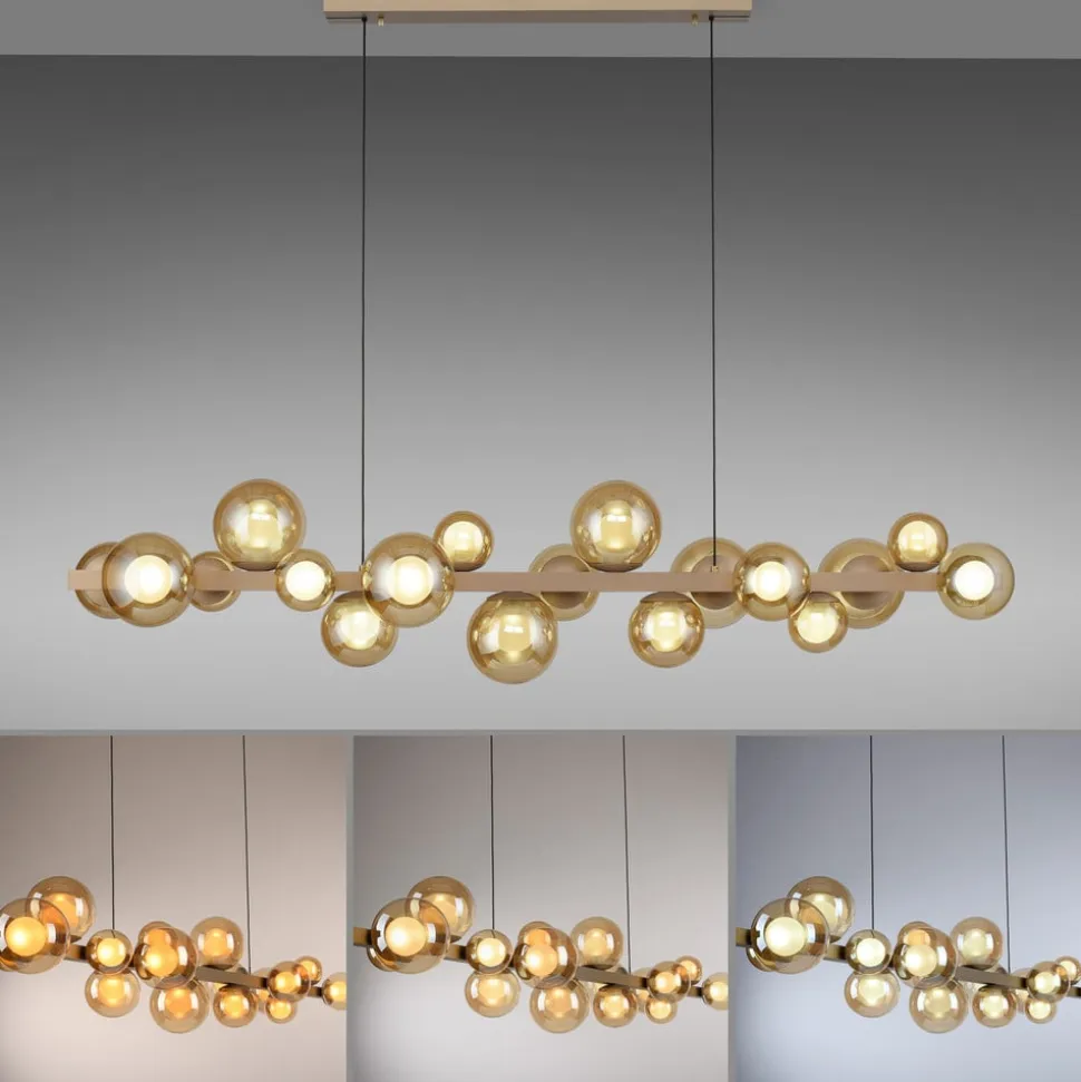 LED-hængelampe PURE E-Popup, bronze, glas, CCT, 18-flg.