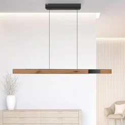 LED-hængelampe PURE Moto-Rise, eg/sort perle, aluminium, CCT
