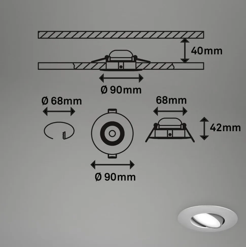LED-indbygningsspot 7597 3 IP65 4.000 K krom mat