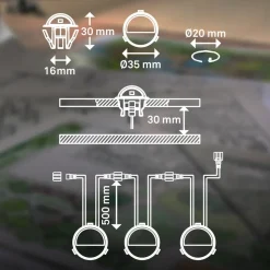 LED-indbygningsspot 3923034, IP65, 12 V, 3-punkts forlængelse Ø 3,5 cm