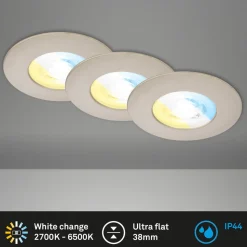 LED-indbygningsspot 7605 IP44 3er CTS nikkel mat