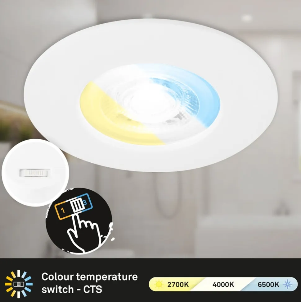 LED-indbygningsspot 7605 IP44 3sæt CTS hvid