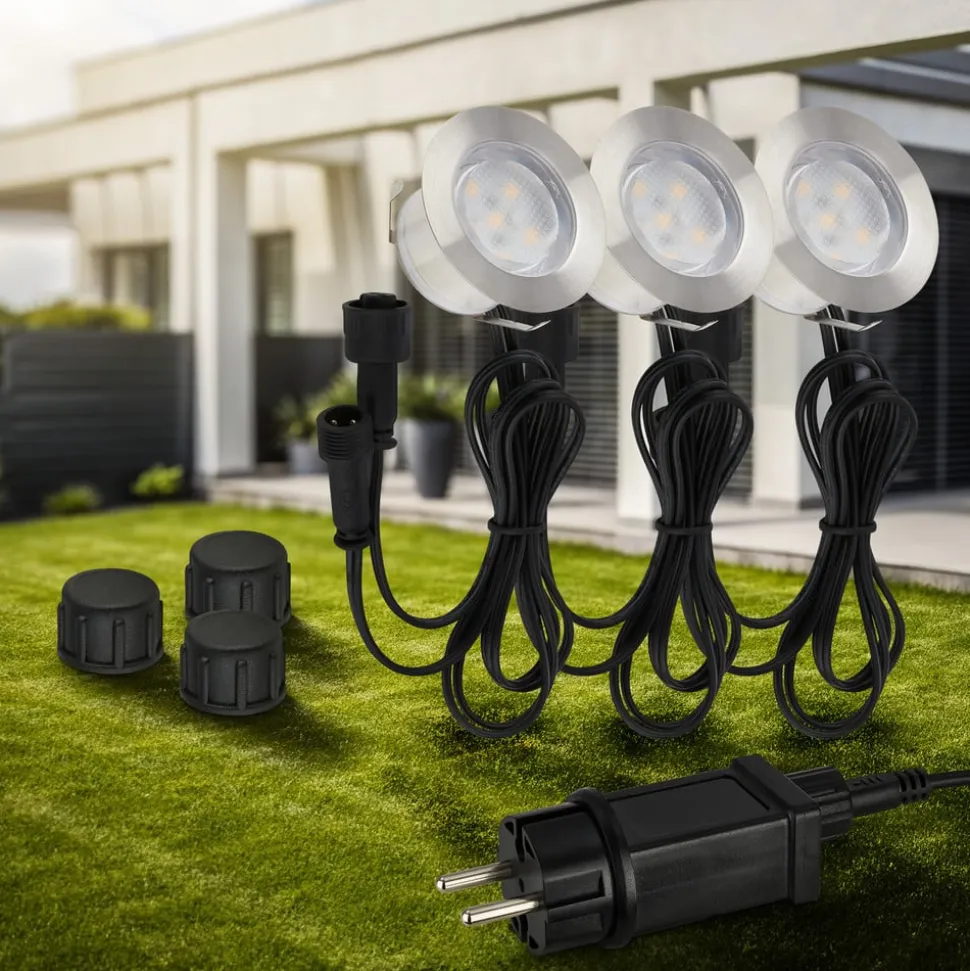 LED-indbygningsspot 3914032 IP67 12V 3xStartersæt 4,5cm Stål
