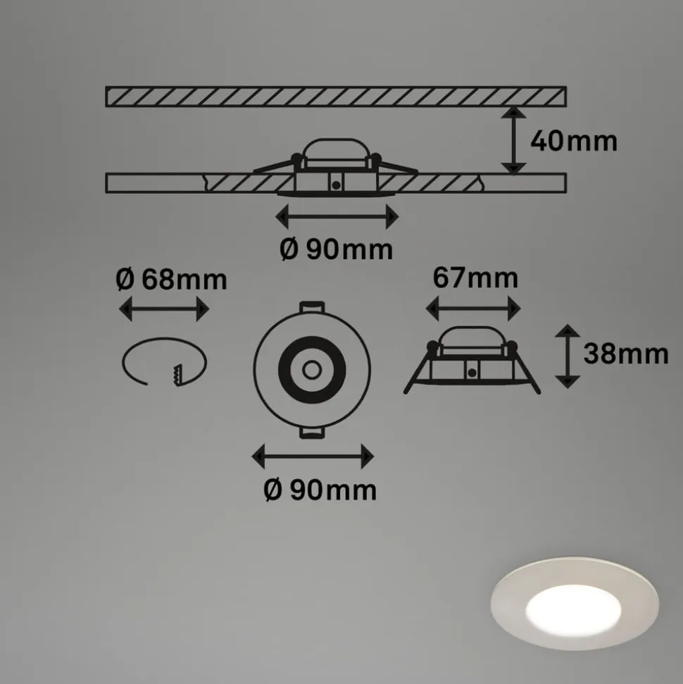 LED-indbygningsspot 7598 3sæt CTS nikkel mat