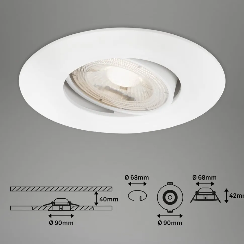 LED-indbygningsspot 7602 3sæt IP65 3.000 K hvid