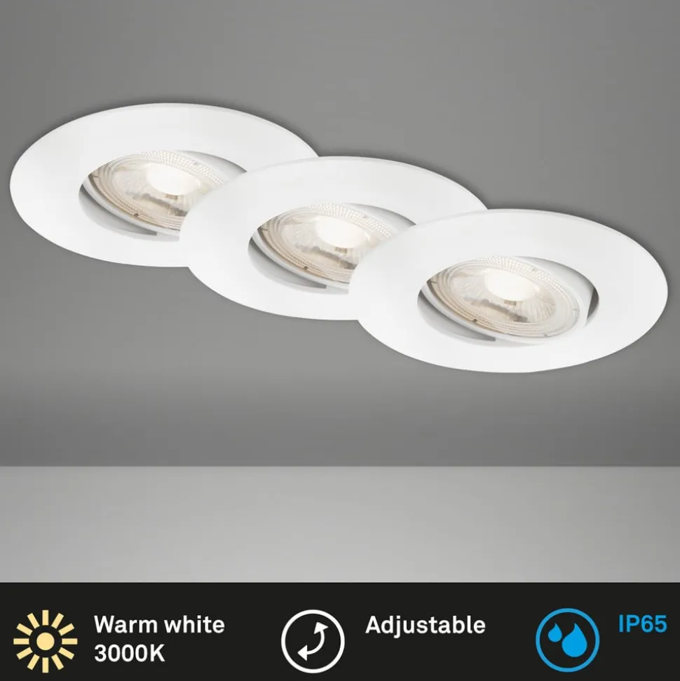 LED-indbygningsspot 7602 3sæt IP65 3.000 K hvid