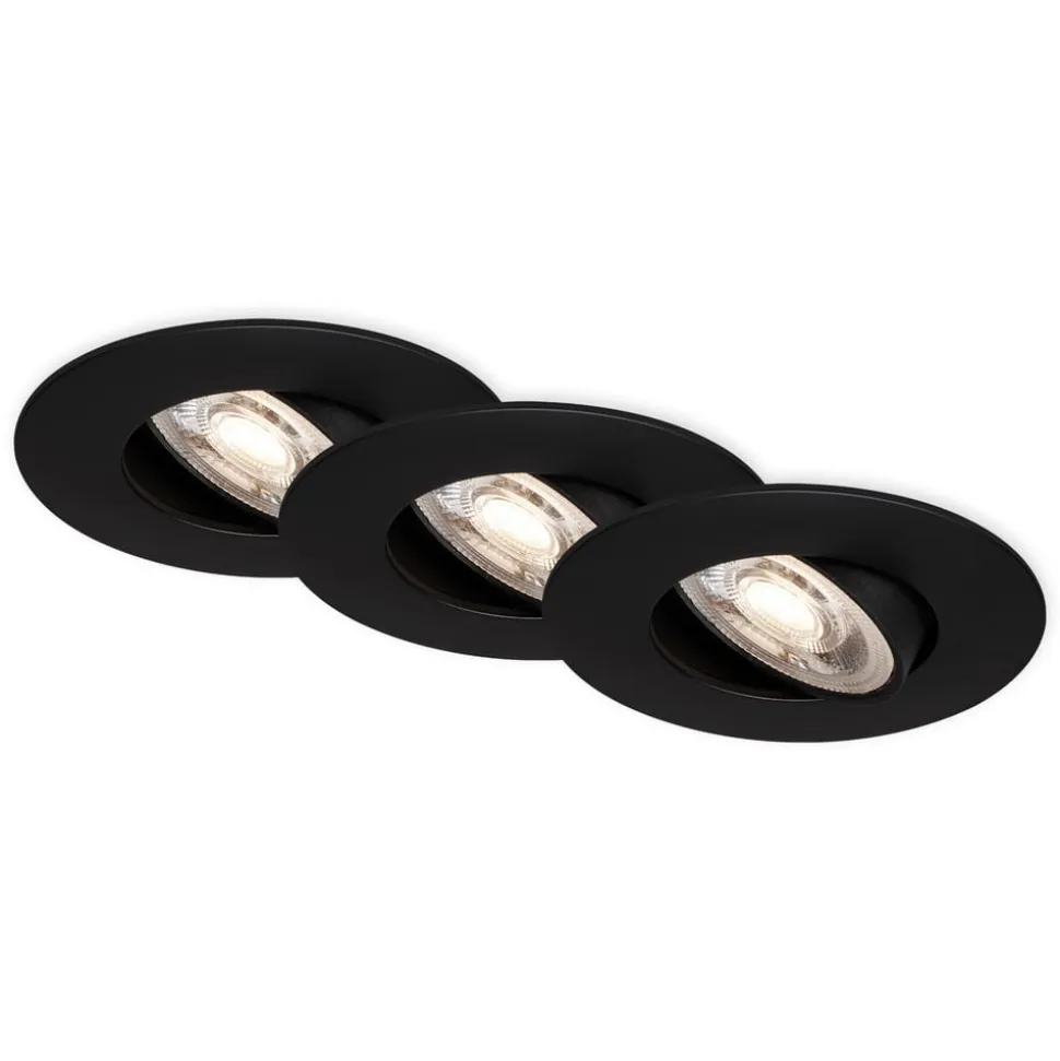 LED-indbygningsspot 7602 3sæt IP65 3.000 K sort