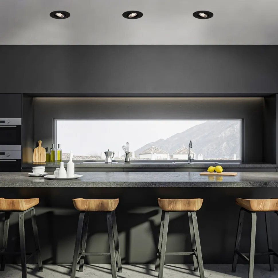 LED-indbygningsspot 7602 3sæt IP65 3.000 K sort