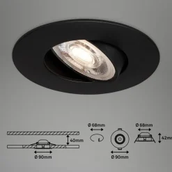 LED-indbygningsspot 7602 3sæt IP65 3.000 K sort
