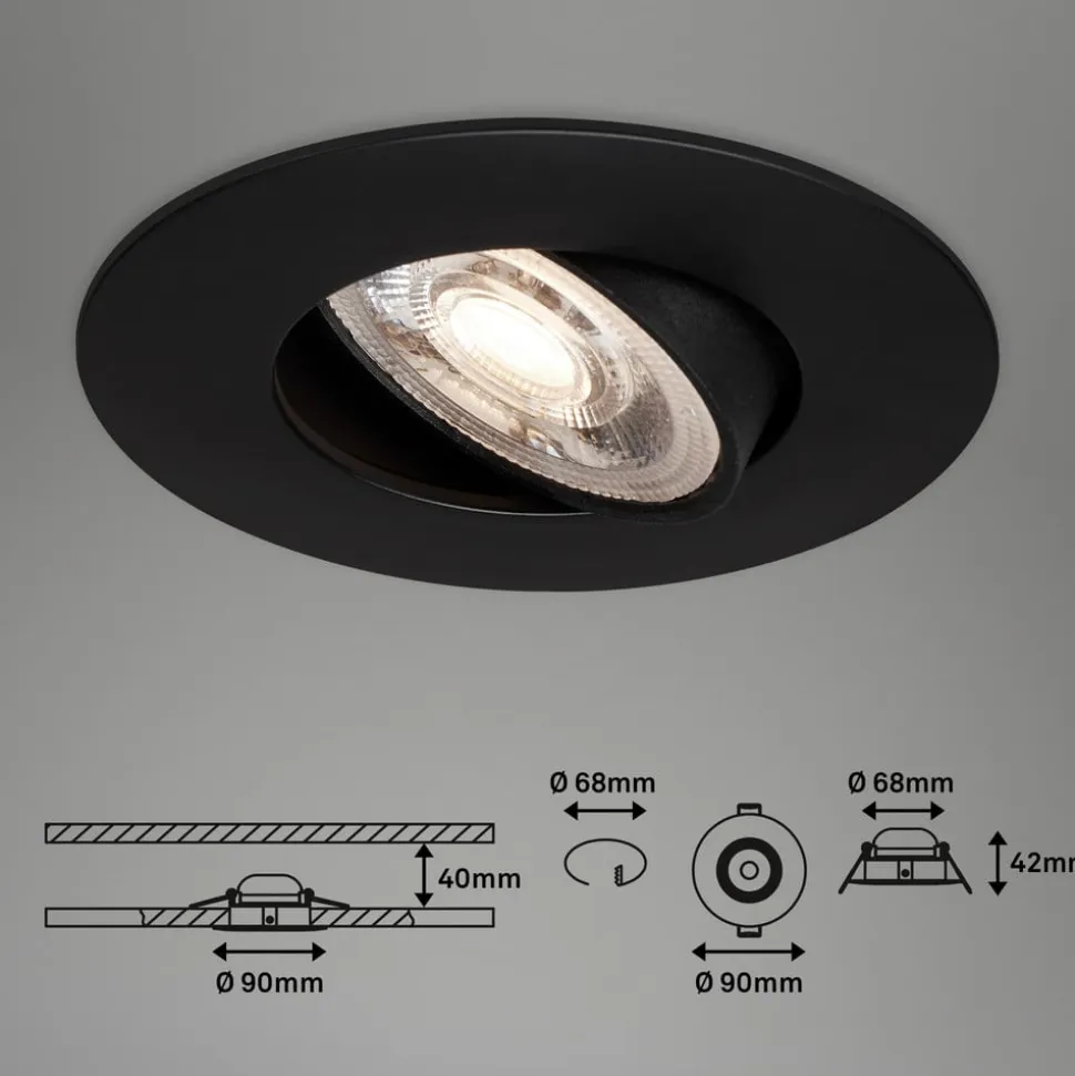 LED-indbygningsspot 7602 3sæt IP65 3.000 K sort
