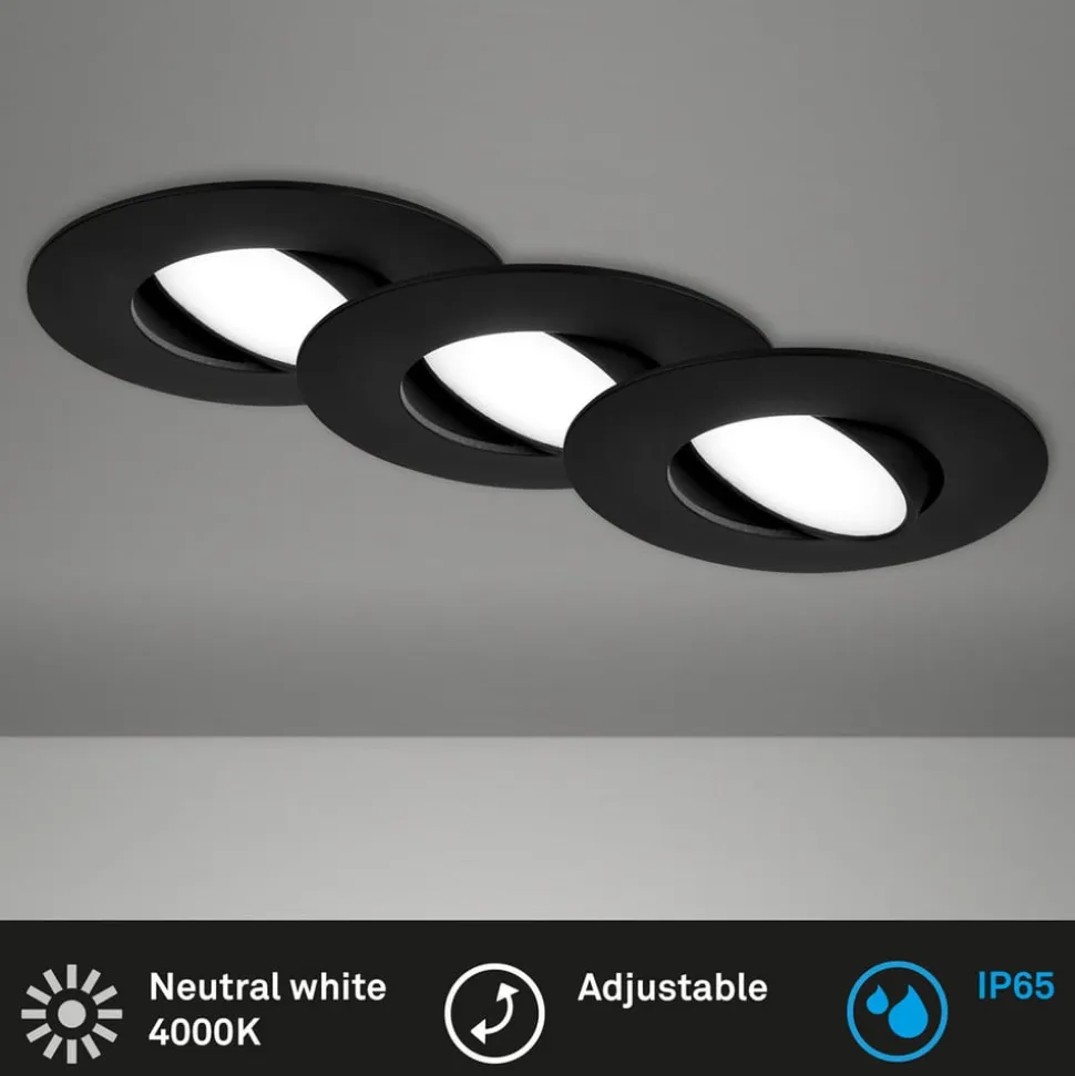 LED-indbygningsspot 7597 3sæt IP65 4.000 K sort