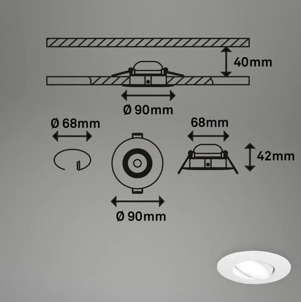 LED-indbygningsspot 7597 3sæt IP65 4.000 K hvid