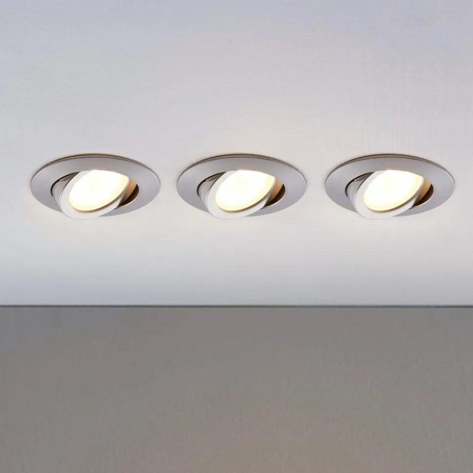 LED-indbygningsspot Andrej, rund, aluminium, sæt med 3 stk