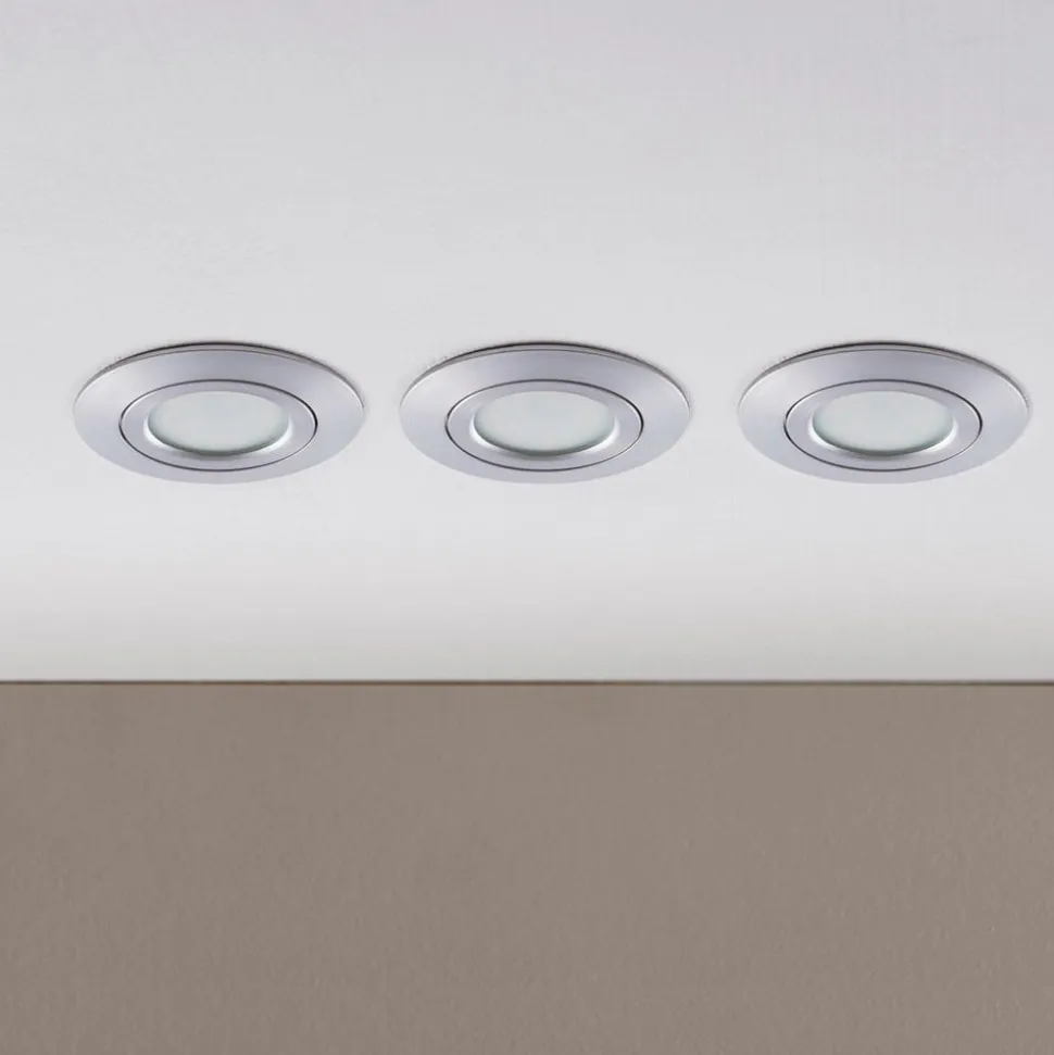 LED-indbygningsspot Andrej, rund, aluminium, sæt med 3 stk