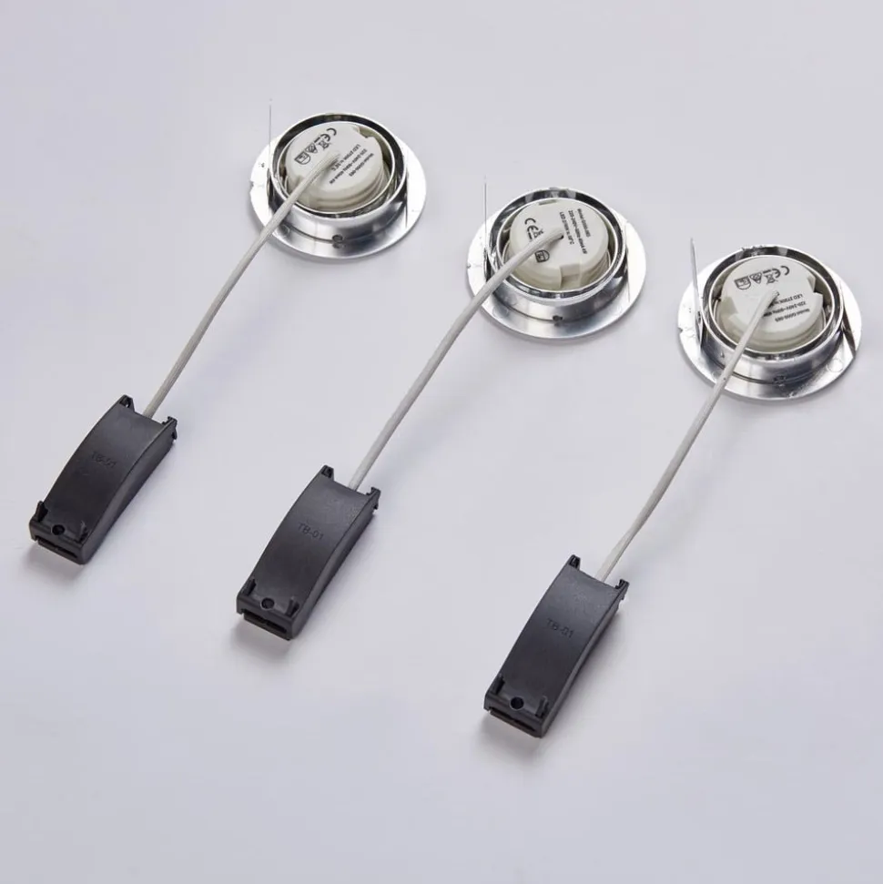 LED-indbygningsspot Andrej, rund, aluminium, sæt med 3 stk