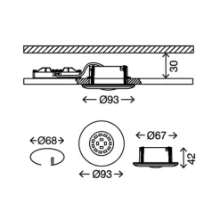 LED-indbygningsspot Attach One, mat nikkel, IP65