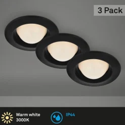 LED-indbygningsspot Carro, 3 stk. 3.000 K, sort