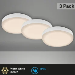 LED-indbygningsspot Plat, hvid, sæt af 3, 3.000 K