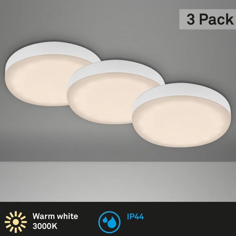 LED-indbygningsspot Plat, hvid, sæt af 3, 3.000 K