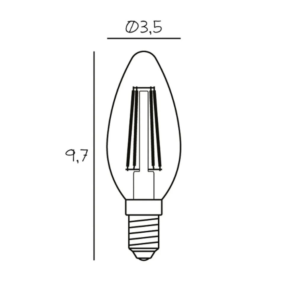 LED-kertepære, E14, 3,5 W, 2.200 K, glødetråd, dæmpbar