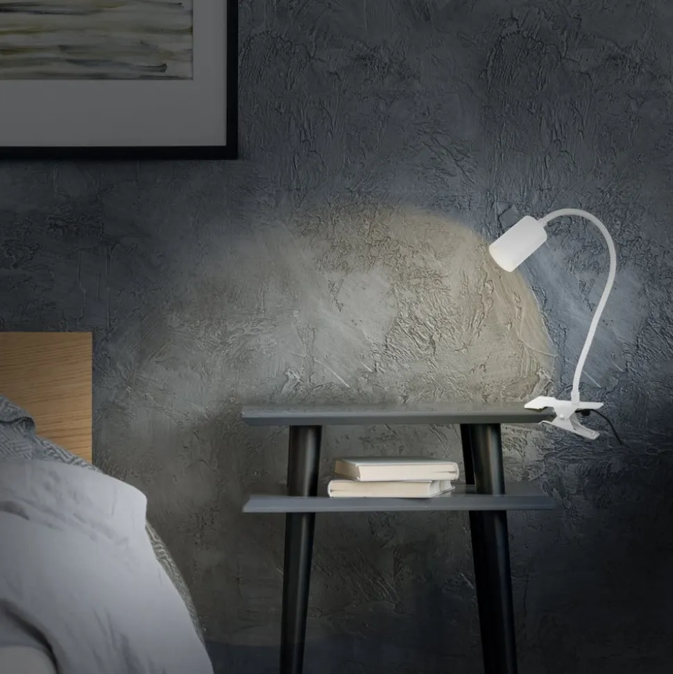 LED-klemmelampe Fleks, hvid, fleksibel, metal