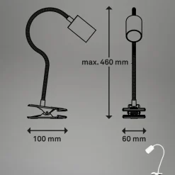 LED-klemmelampe Fleks, hvid, fleksibel, metal