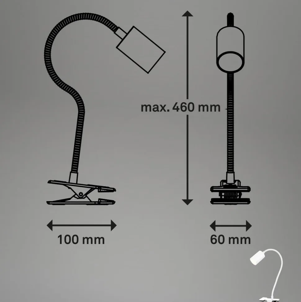 LED-klemmelampe Fleks, hvid, fleksibel, metal