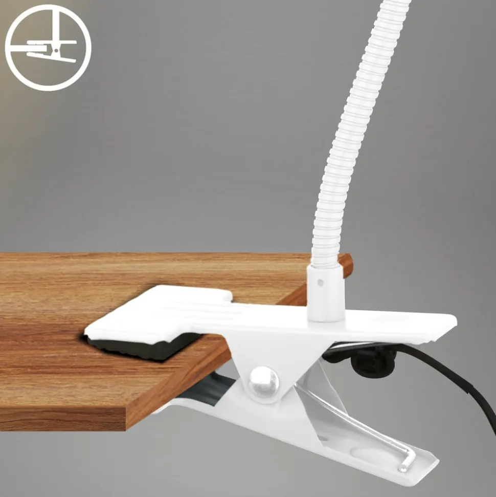 LED-klemmelampe Fleks, hvid, fleksibel, metal