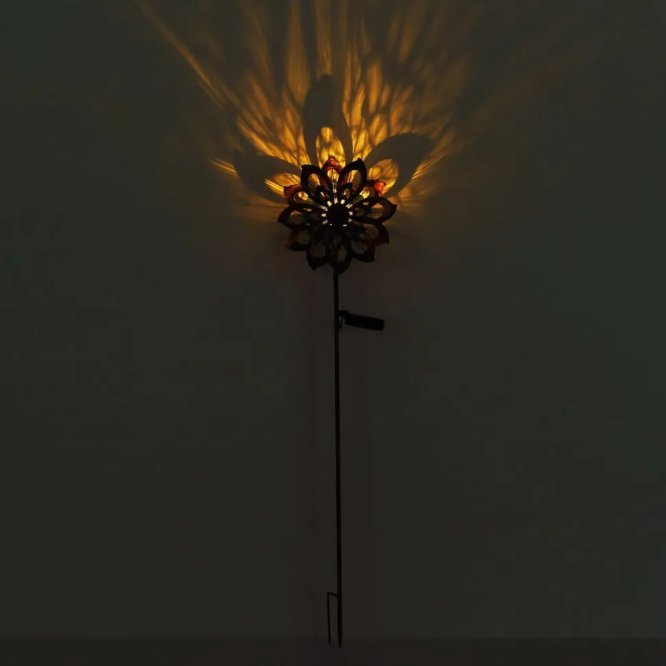 LED-lampe med jordspyd 36571, blomst, vindspil, metal
