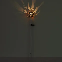 LED-lampe med jordspyd 36747, kugle, rustbrun, metal