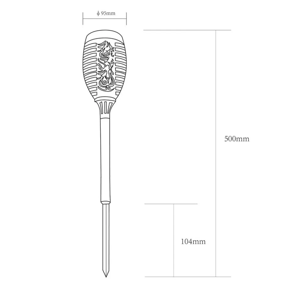 LED-lampe med jordspyd 33535-2, lygte, sort, sæt med 2 stk