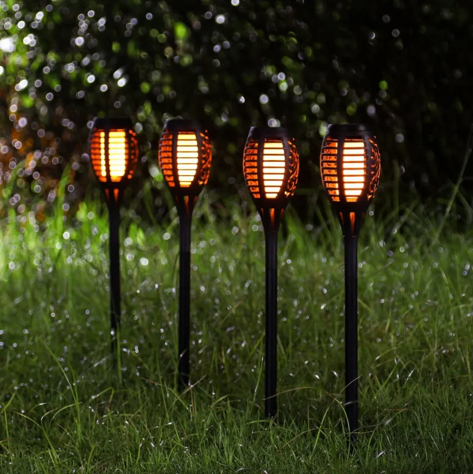 LED-lampe med jordspyd 33536-3, lygte, sort, sæt med 3 stk