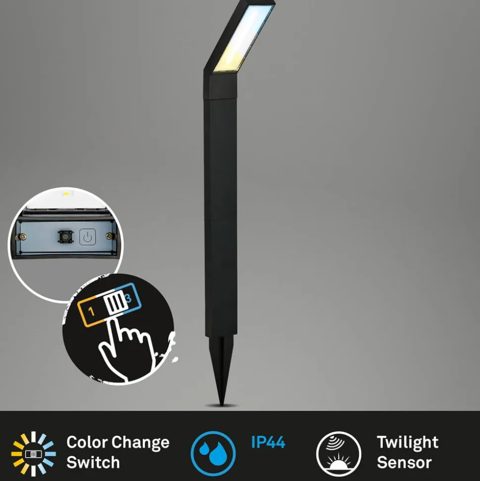 LED-lampe med jordspyd 3796015, sort, plast, CCT