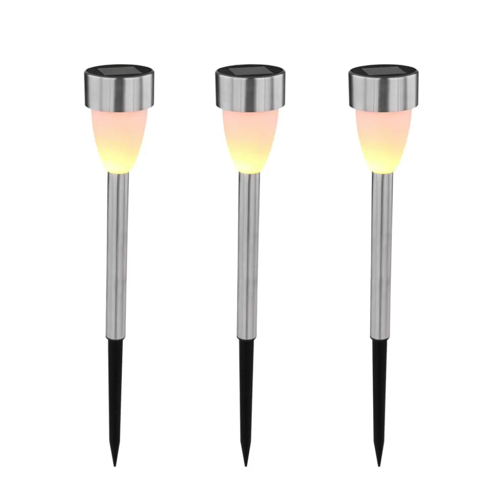 LED-lampe med jordspyd 33576-3, stål, 3 stk