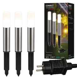 LED-lampe med jordspyd 3925032 12V 3x-startersæt stål Ø 4 cm